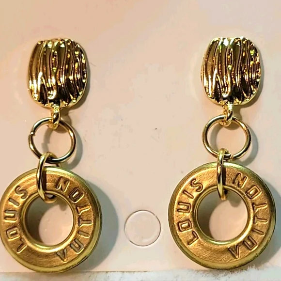 Authentic vintage Louis Vuitton circle grommet charm earrings